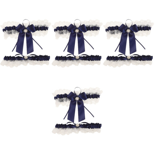 4Sets Dark Blue Elastic Bridal Garters Wedding Leg Decoration 1