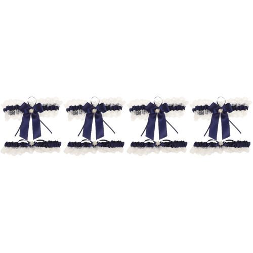 4Sets Dark Blue Elastic Bridal Garters Wedding Leg Decoration 2