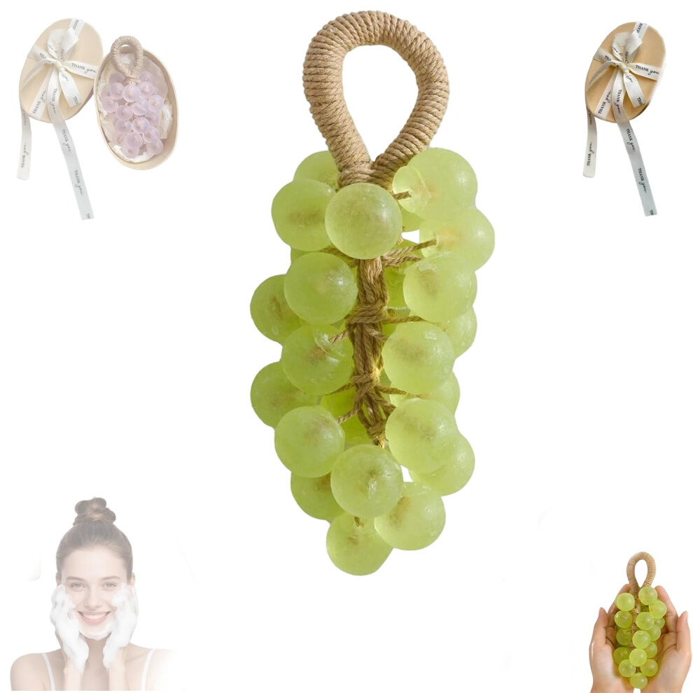 Green Handmade Soap On A Rope Grape Scented Natural Glycerin Handcrafted Bar With Moisturizing Formula
