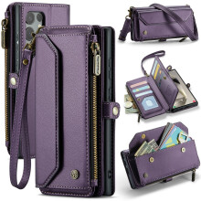 Wallet Purse Case for Samsung Galaxy S24 Ultra, RFID Blocking Magnetic Flip Leather Crossbody with Kickstand, Purple