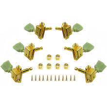 Tuning Pegs Set Gold 3L+3R with Vintage Green Keys for Les Paul and Epiphone Electric Guitar Replacement