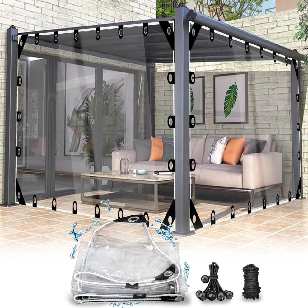 Heavy Duty Clear Vinyl Tarp 18X25 Ft 20 Mil Waterproof With Reinforced Grommets For Patio Enclosure 9073542175957