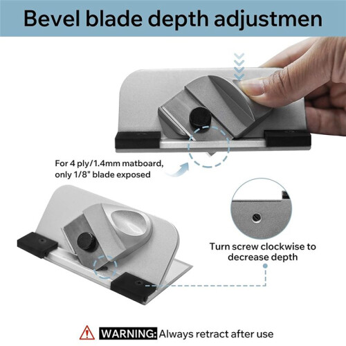 Bevel Mat Cutter Retractable Blade, Portable 45 Push-Style Handheld Mat Board Cutter, Adjustable Blade Depth 2
