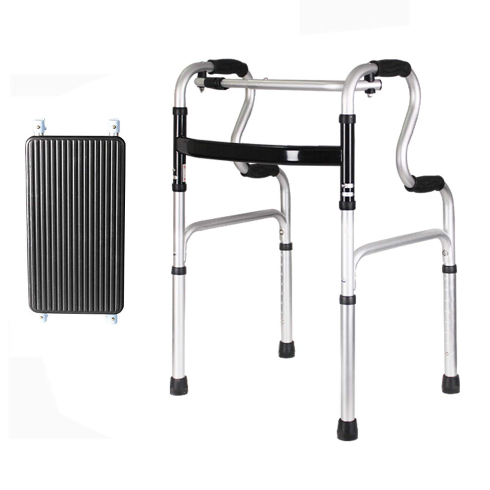 Folding Walker with Seat and Adjustable Height, Lightweight Two Wheel Walker for Seniors, 30â37 Inch