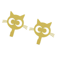 Pair Of Decorative Cats Door Hooks Metal Construction-Gold