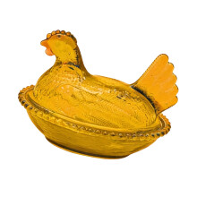 Plastic Nesting Hen Candy Bowl Trinket Box with Lid for-Yellow