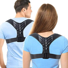 Posture Corrector for Men and Women Adjustable Back Brace with Breathable Neoprene Comfort Support (L, Black)
