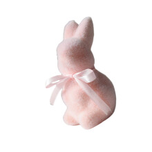 Figurine de lapin en fausse mousse faite Ă la main,-Rose