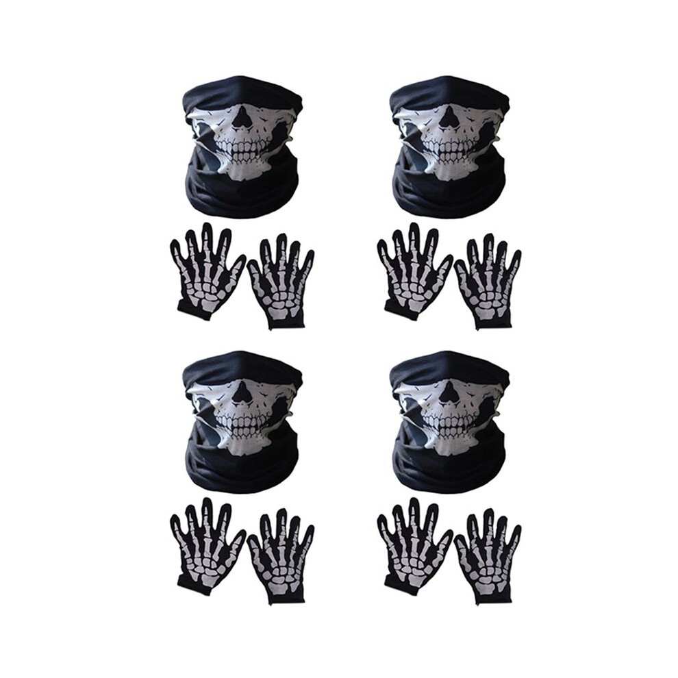 Halloween Mask Scary Skull Chin Mask Skeleton Gloves For Performances, Parties, Dress Festivals (12 Pieces) 6032990640007