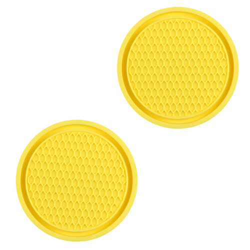 2Pcs Car Coasters For Beverage Cup Holders Prevents-Yellow