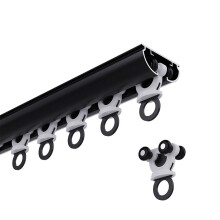 Ceiling Curtain Track 2m Black, Extended Reach Design with Smooth Gliding and Flexible Wall Mount