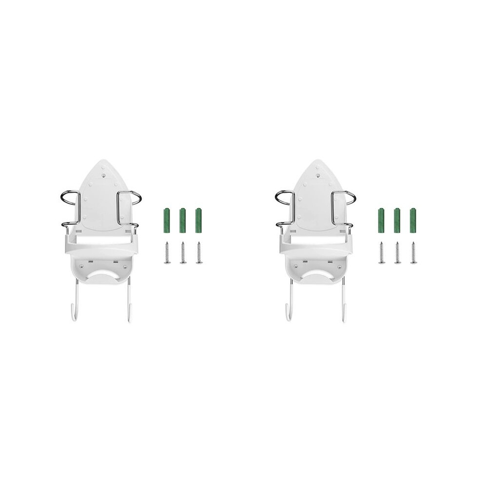 2X Iron Board Hanger Wall Mount Electric Iron Holder Iron And Ironing Board Storage Shelf With Removable Hooks -2 6032748641683