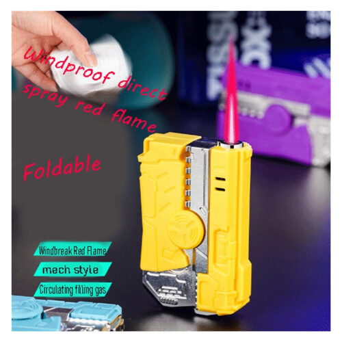 Compact Foldable Windproof Lighter with Adjustable Red Flame, Durable Metal Refillable Pocket Lighter Purple 1