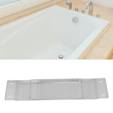 Expandable Clear Acrylic Bathtub Tray with Wine Glass Holder and Book Slot for Relaxing Bath