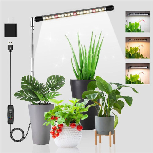 2X Full Spectrum LED Grow Lights for Plants with Adjustable Height, 3 Lighting Spectrum, Auto Timer 3/9/12H US Plug 1