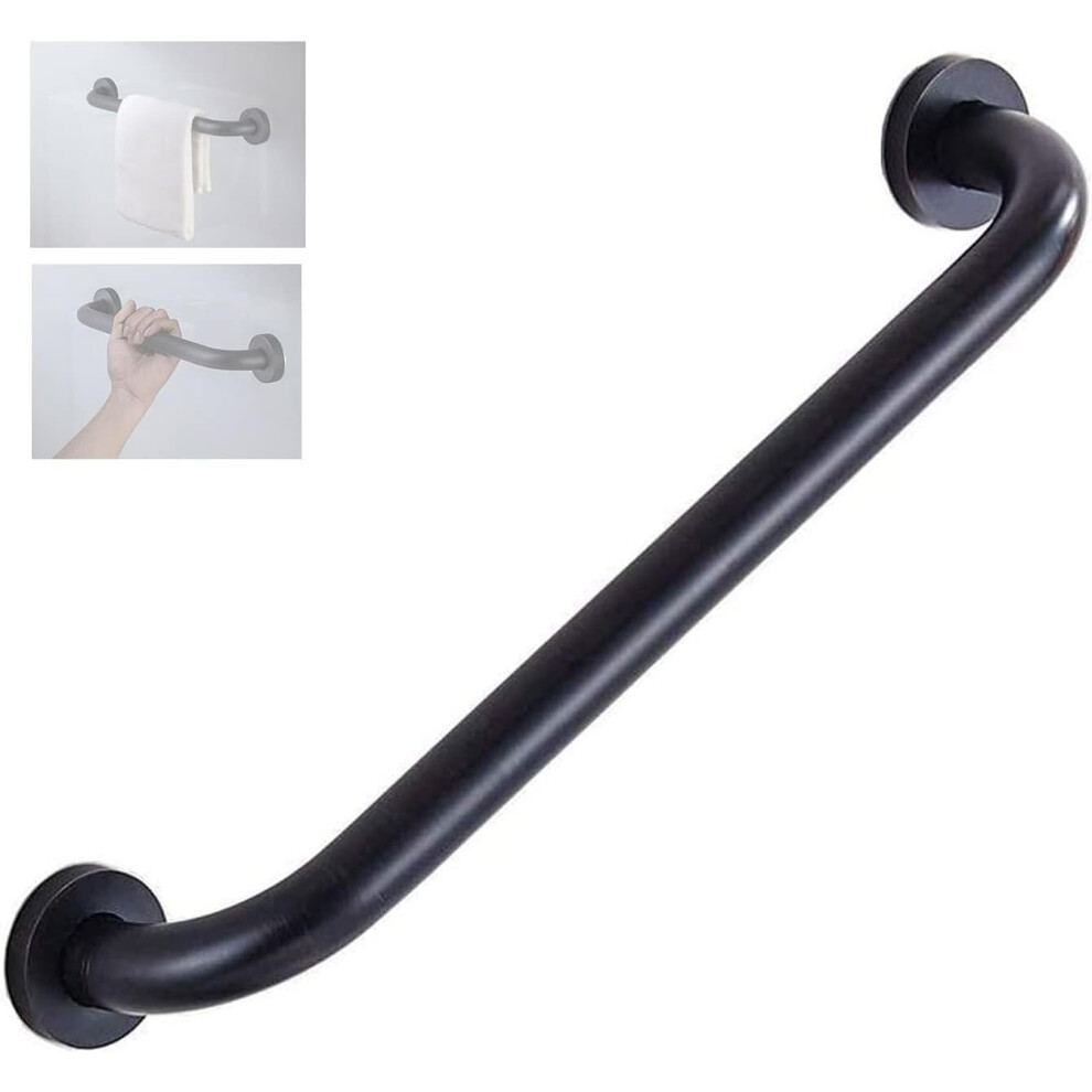 Black Stainless Steel Shower Grab Bar 48Cm Bathroom Safety Handrail For Elderly, 200Kg Load AntiâRust Finish