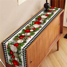 10X Black and White Gingham Christmas Table Runner Check Plaid Xmas Decoration Holiday Home Kitchen Decor