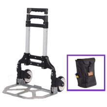 Folding Shopping Cart Aluminum Utility Trolley with Adjustable Handle and Smooth Wheels 50kg Capacity