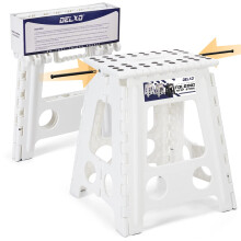 16 Inch Folding Step Stool for Adults, Heavy Duty Plastic Stool 400LBS, Non Slip for Kitchen and Bathroom