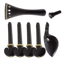 Ebony Violin Parts Set 4/4 Full Size Accessories with Pegs Chinrest Tailpiece Durable Polished Finish