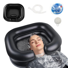 Inflatable Shampoo Basin for Bedridden and Elderly with Comfort Neck Support and Leakproof Drain Hose