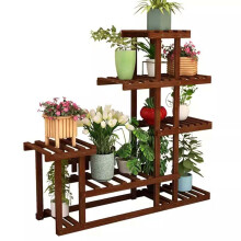 5 Tier Wooden Plant Stand Indoor Plant Shelf, SpaceSaving Pine Wood Rack for Balcony Living Room Garden