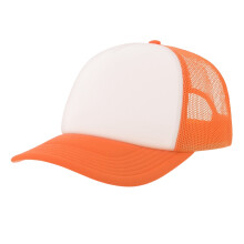 (One Size, White/Fluorescent Orange) Atlantis Unisex Adult Rapper-S 5 Panel Recycled Mid Visor Trucker Cap