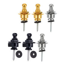 6pcs Heavy Duty Guitar Strap Locks Buttons Set Secure Quick Release for Electric Acoustic Guitars Gold Silver Black