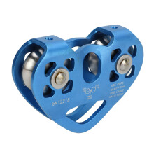 Double Bearing Climbing Pulley with Aluminum Alloy Swivel Connector for Rock Climbing and Zipline (Blue)