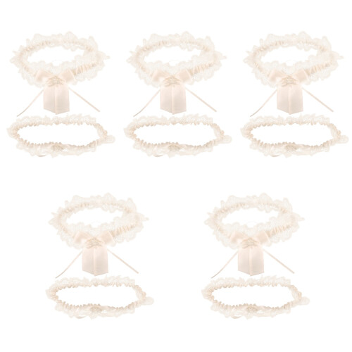 5Sets Beige Spitzenbeinstulpen Hochzeitsset Für 1