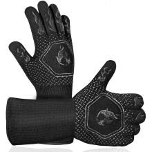 Heat Resistant BBQ Gloves Silicone Non Slip Long Sleeve for Grilling Cooking and Oven Use