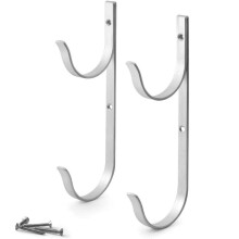 2PCS Heavy Duty Aluminium Pool Pole Hangers with Screws, Wide Holder Hooks for Skimmers Nets and Vacuum Hose