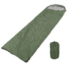 Waterproof 3Season Sleeping Bag with Hood Lightweight Warm Cotton Fill for Camping Hiking Green