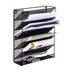 Wall Mounted File Organizer 5 Tier Metal Rack with RustResistant Frame for Office and Home Storage