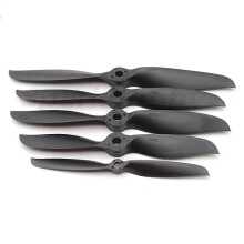 RC Airplane Propeller Set 7x3E Nylon 2Blade Black Speed Thrust Low Vibration 8mm Hub Rings (5PCS)