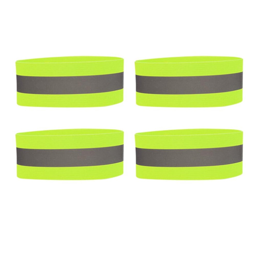 4Pcs Reflective Running Armbands Visibility Adjustable Safety Bands For Cycling Jogging Yellow 9351714655392