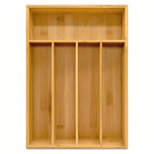 Bamboo and Fork Box, Partition Board Box, Silverware Tray Organizer, Kitchen Organizer for Flatware Cutlery and Silver