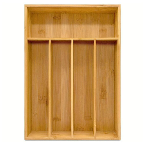 Bamboo and Fork Box, Partition Board Box, Silverware Tray Organizer, Kitchen Organizer for Flatware Cutlery and Silver