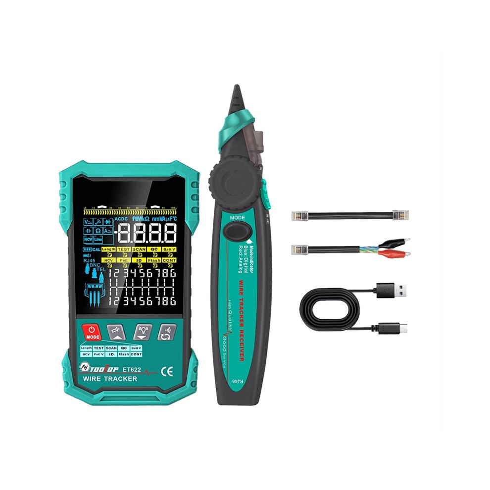 Tooltop Network Cable Tester Poe Test Qc Crimping Breakpoint Detect Lan Cable Tracker 400M Cable Length Measurement Et622 6034148784458