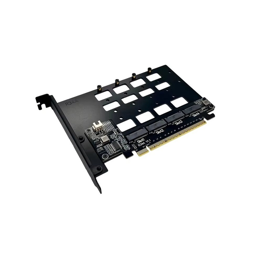 R34a Pcie 5.0 Gen5 X16 To 4-Port Card M.2 Nvme Hard Drive Split Adapter Expansion Card 128Gbps 4-Disks Split Adapter 6032068124781