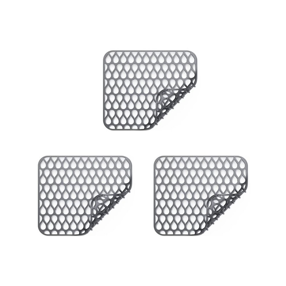 Silicone Sink Protectors For Kitchen, Folding Non-Slip Sink Mat Grid For Bottom Of Stainless Steel Porcelain Sink 3Pcs Brecantia