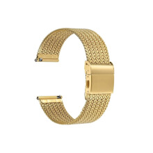 14mm Gold Stainless Steel Mesh Watch Band Quick Release Adjustable Strap for Men and Women