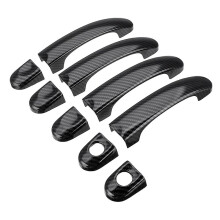 27 PièCes Ensemble ABS Chrome PoignéE de Porte Couvre Garniture pour TRANSPORTER T5 T6 CADDY VAN 2003-2015 Style en Fibre de Carbone
