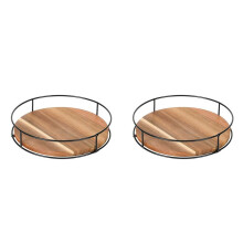 2X Non-Skid Wood Turntable Organizer for Cabinet, Pantry, Kitchen Countertop, Refrigerator, Spice Rack, Carbonized Black