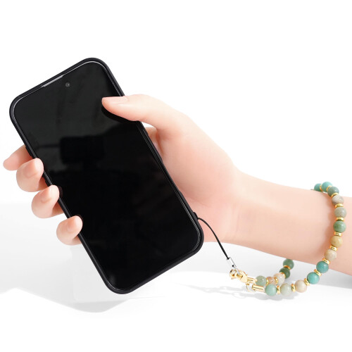 Amazonite Gemstone Phone Wrist Strap, Detachable Beaded Bracelet Strap with Tether Tab for Secure Grip 1