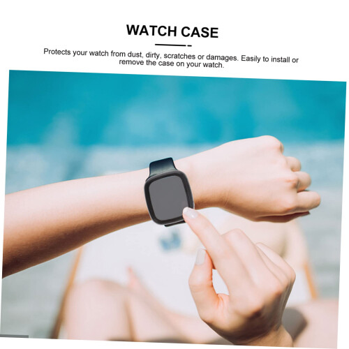 Clear Hard PC Case for Apple Watch with Tempered Glass Screen Protector, FullCoverage Protection 1