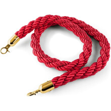 Durable Nylon Crowd Control Rope 9ft Braided Hemp Stanchion Rope Black with Polished Metal Hooks for Events