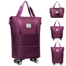 Expandable Rolling Duffel Bag with Wheels for Travel, Foldable Carry On Luggage for Men and Women