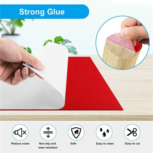 2X Self-Adhesive  Gliders,40 X 150 Cm,Self-Adhesive  Pads, Multi-Purpose Adhesive Mat Tape Red 2