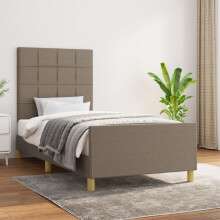 vidaXL sengestel uden madras, taupe, 100x200 cm, betrukket med stof